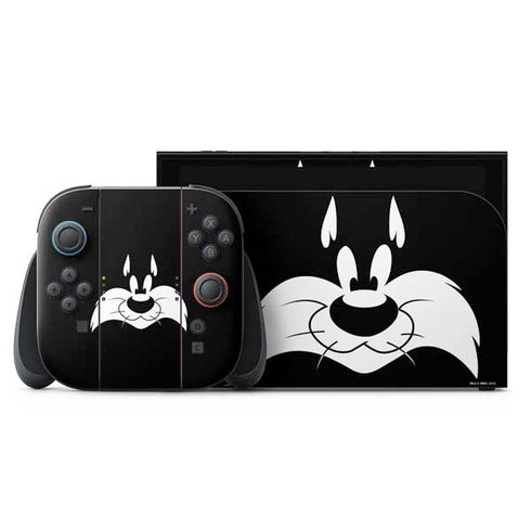 Looney Tunes Sylvester the Cat Black and White Nintendo Switch 2 (2025) with Joy-Con Skin
