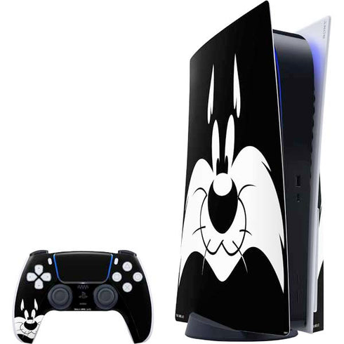 Looney Tunes Sylvester the Cat Black and White PlayStation PS5 Skins