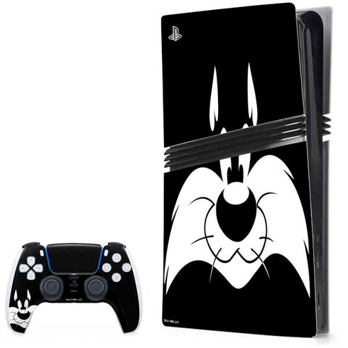 Looney Tunes Sylvester the Cat Black and White PlayStation PS5 Skins