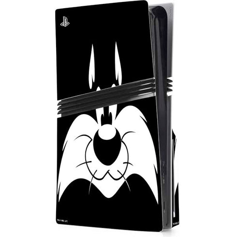 Looney Tunes Sylvester the Cat Black and White PS5 Pro Disk Console Skin