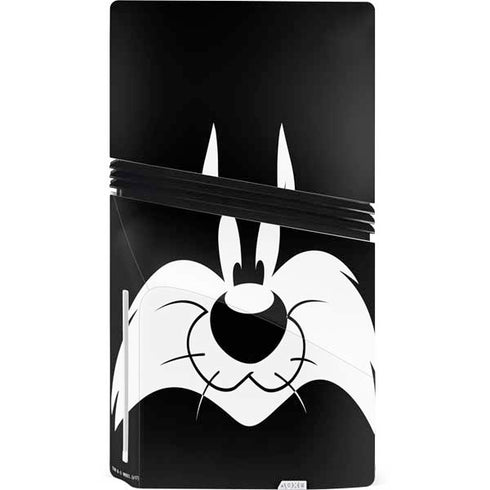 Looney Tunes Sylvester the Cat Black and White PS5 Pro Disk Console Skin