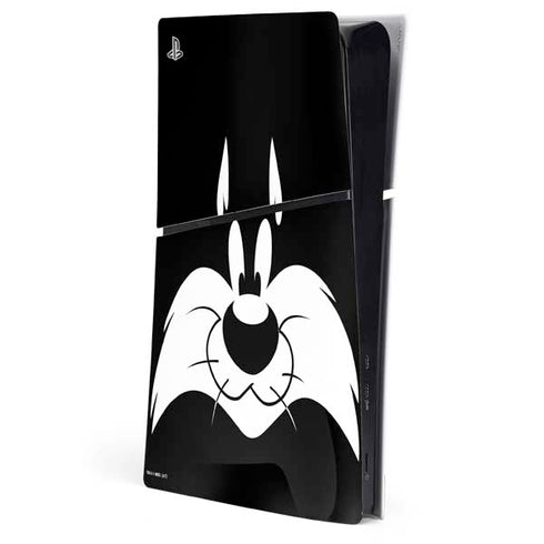 Looney Tunes Sylvester the Cat Black and White PS5 Slim Digital Edition Console Skin