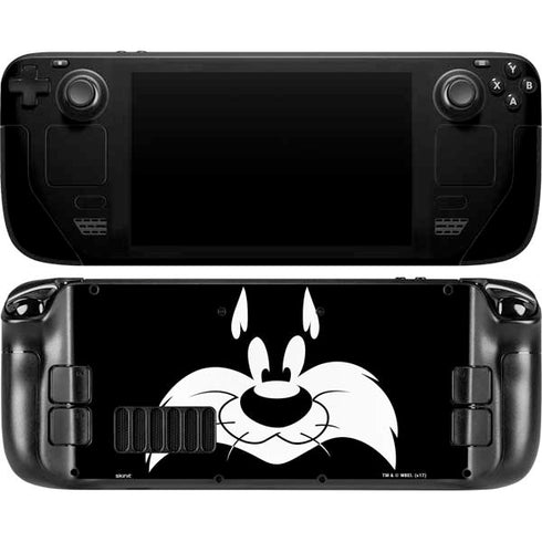 Looney Tunes Sylvester the Cat Black and White Steam Deck Handheld Gaming Computer OLED Skin