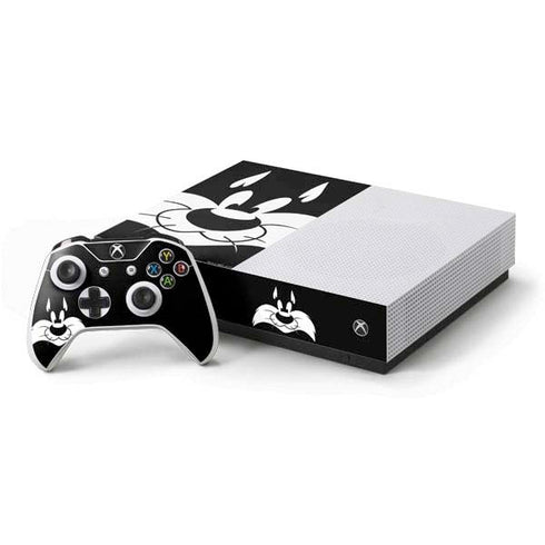 Looney Tunes Sylvester the Cat Black and White Xbox One S All-Digital Edition Bundle Skin