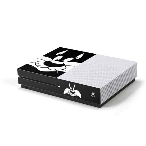 Looney Tunes Sylvester the Cat Black and White Xbox One S Console Skin