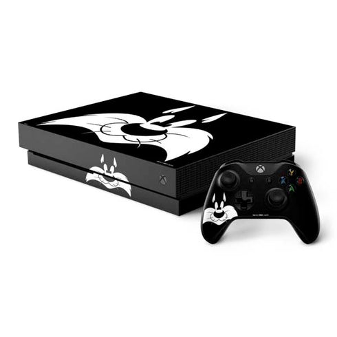Looney Tunes Sylvester the Cat Black and White Xbox One X Bundle Skin