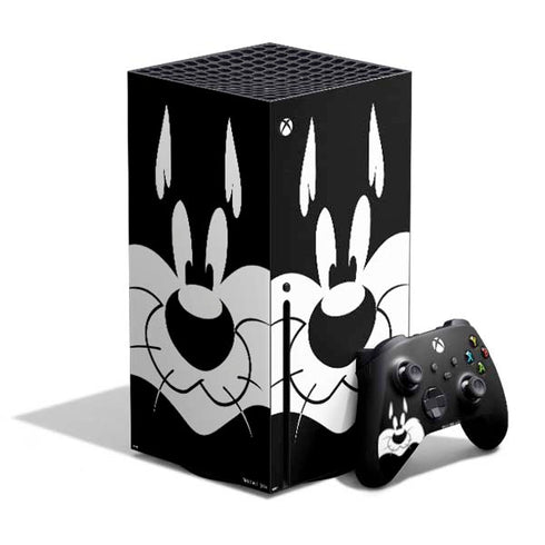 Looney Tunes Sylvester the Cat Black and White Xbox Series X Bundle Skin