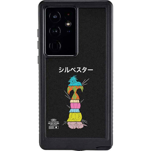 Looney Tunes Sylvester the Cat Sliced Juxtapose Galaxy S24 Ultra Waterproof Case