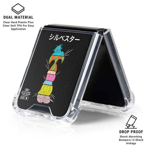 Looney Tunes Sylvester the Cat Sliced Juxtapose Galaxy Z Flip6 Clear Case