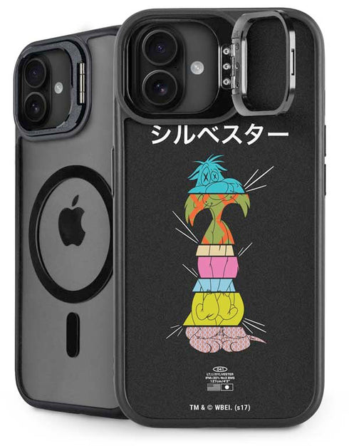 Looney Tunes Sylvester the Cat Sliced Juxtapose iPhone 16 Plus Kickstand Case