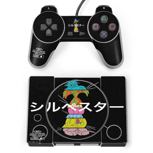 Looney Tunes Sylvester the Cat Sliced Juxtapose PlayStation Classic Bundle Skin