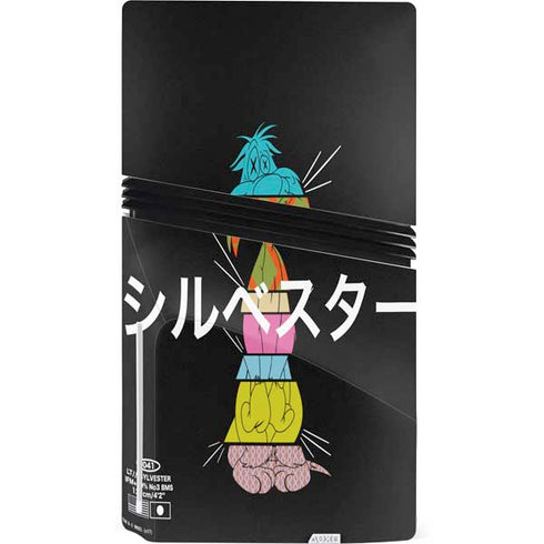 Looney Tunes Sylvester the Cat Sliced Juxtapose PS5 Pro Disk Console Skin