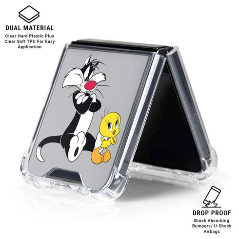 Looney Tunes Sylvester Tweety Bird Crossed Arms Galaxy Z Flip6 Clear Case
