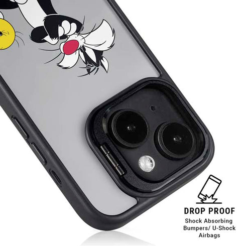 Looney Tunes Sylvester Tweety Bird Crossed Arms iPhone 15 Plus Kickstand Case