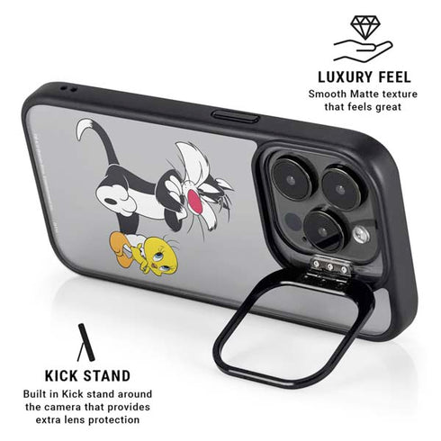 Looney Tunes Sylvester Tweety Bird Crossed Arms iPhone 15 Pro Kickstand Case