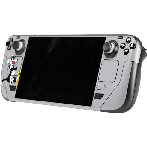 Looney Tunes Sylvester Tweety Bird Crossed Arms Steam Deck Handheld Gaming Computer OLED Skin