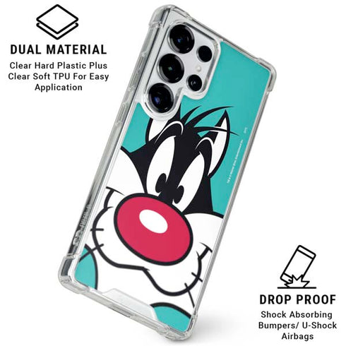 Looney Tunes Sylvester Zoomed In Galaxy S25 Ultra Clear Case