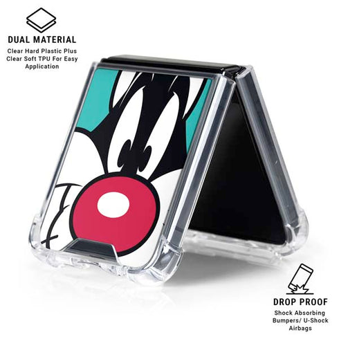 Looney Tunes Sylvester Zoomed In Galaxy Z Flip6 Clear Case