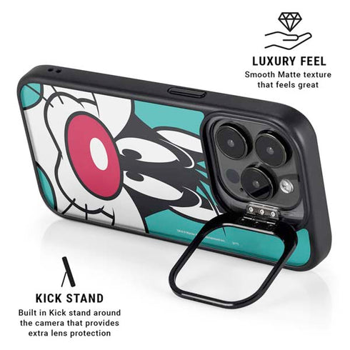 Looney Tunes Sylvester Zoomed In iPhone 14 Pro Kickstand Case