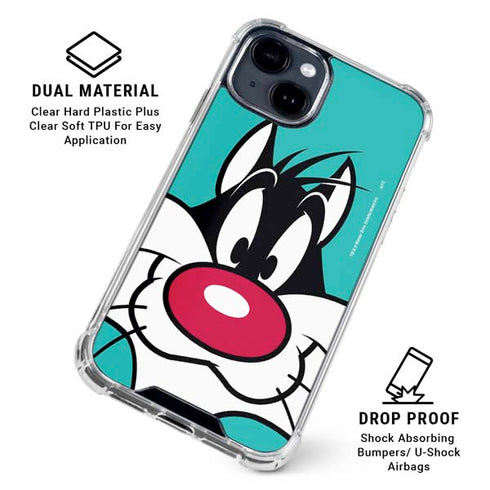 Looney Tunes Sylvester Zoomed In iPhone 15 Clear Case