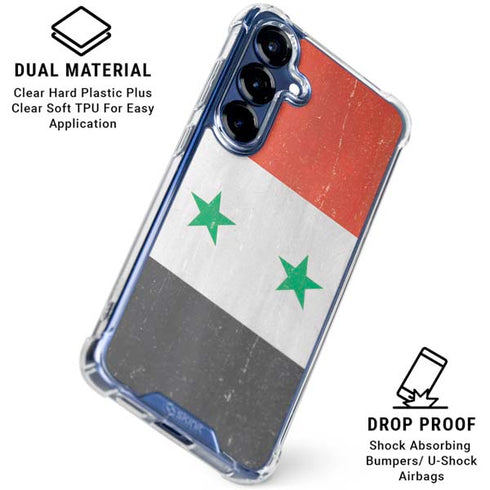 Syria Flag Distressed Galaxy S25 Clear Case
