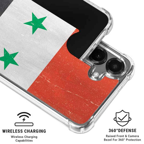 Syria Flag Distressed Galaxy S26 Plus Clear Case