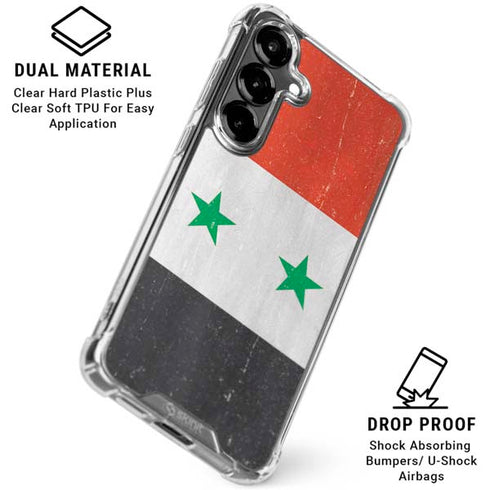 Syria Flag Distressed Galaxy S26 Plus Clear Case