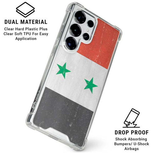 Syria Flag Distressed Galaxy S26 Ultra Clear Case