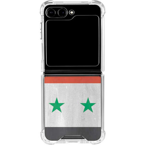 Syria Flag Distressed Galaxy Z Flip6 Clear Case