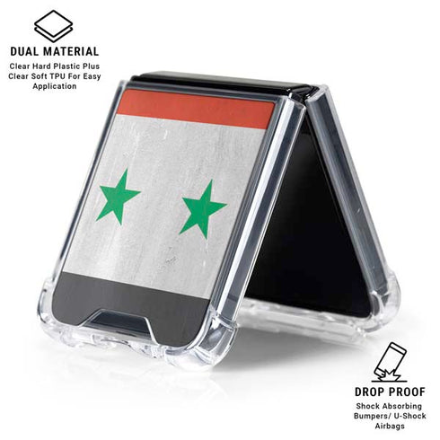 Syria Flag Distressed Galaxy Z Flip6 Clear Case