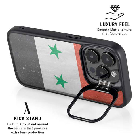 Syria Flag Distressed iPhone 13 Pro Kickstand Case