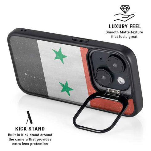 Syria Flag Distressed iPhone 14 Kickstand Case