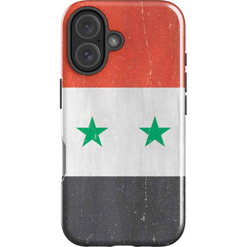 Syria Flag Distressed iPhone 16 Plus Impact Case