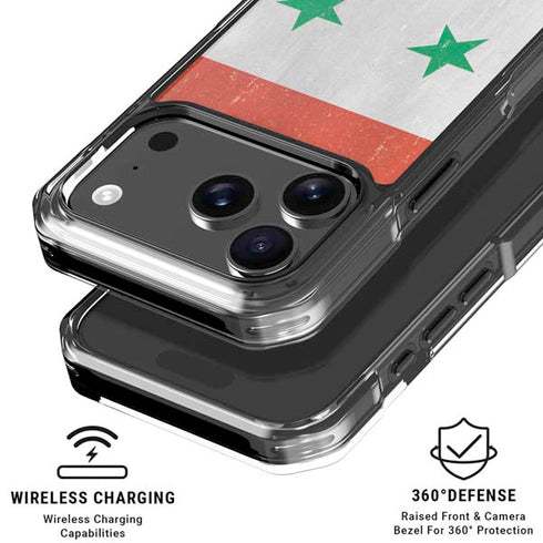 Syria Flag Distressed iPhone 18 Pro Clear Case