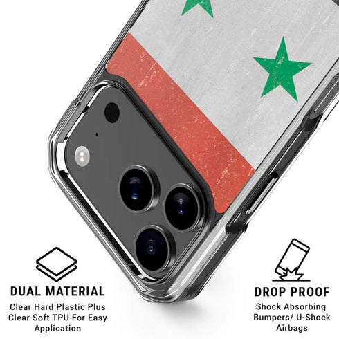 Syria Flag Distressed iPhone 18 Pro Clear Case