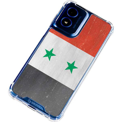 Syria Flag Distressed Moto G Play 4G (2024) Clear Case