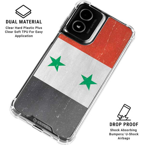 Syria Flag Distressed Moto G Power 5G (2024) Clear Case