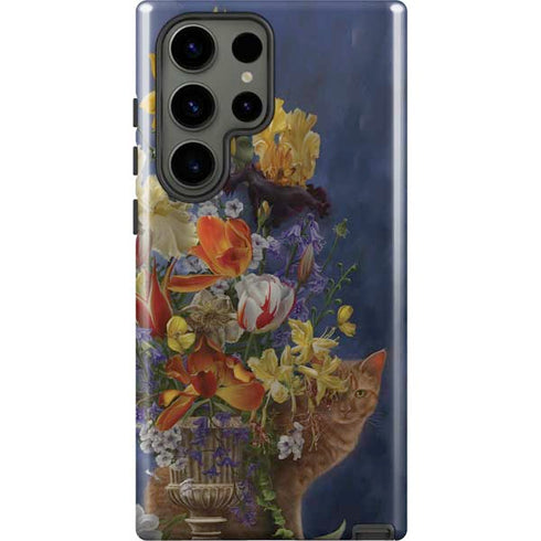 Tabby Cat with Flowers by Nene Thomas Galaxy S23 Ultra Pro Case