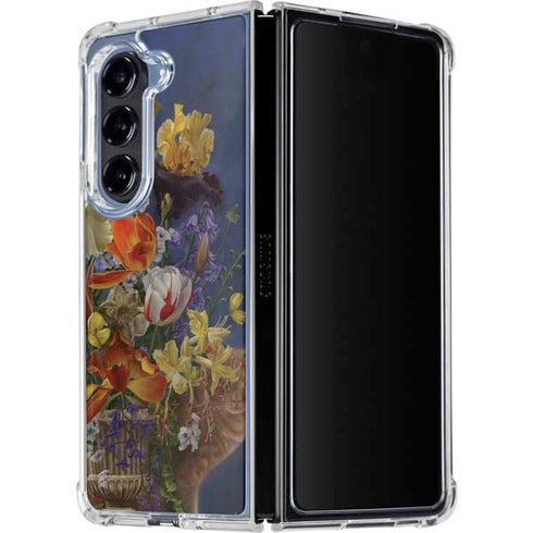 Tabby Cat with Flowers by Nene Thomas Galaxy Z Fold5 5G Clear Case