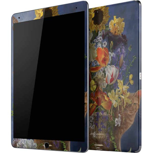 Tabby Cat with Flowers by Nene Thomas iPad Skins