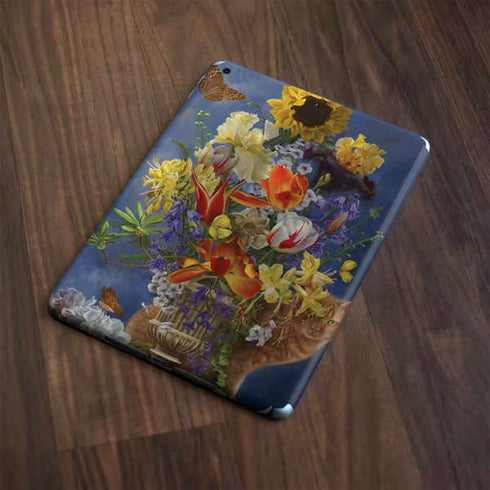Tabby Cat with Flowers by Nene Thomas Apple iPad Skin