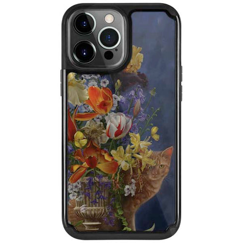 Tabby Cat with Flowers by Nene Thomas iPhone Cases