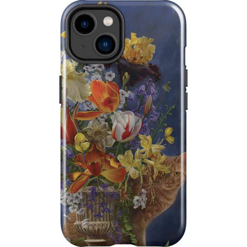 Tabby Cat with Flowers by Nene Thomas iPhone 15 Impact Case