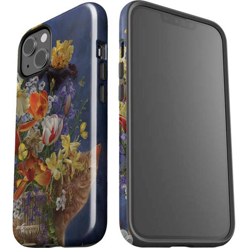 Tabby Cat with Flowers by Nene Thomas iPhone 15 Impact Case