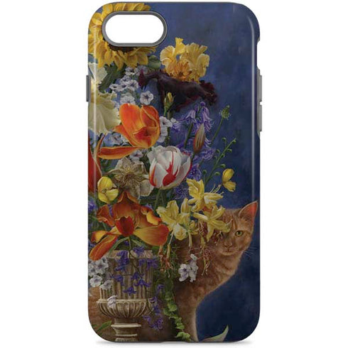 Tabby Cat with Flowers by Nene Thomas iPhone Cases