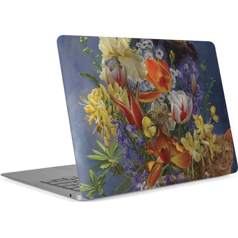 Tabby Cat with Flowers by Nene Thomas Apple MacBook Air Skin