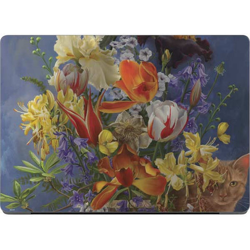 Tabby Cat with Flowers by Nene Thomas Apple MacBook Pro 14-inch Skin