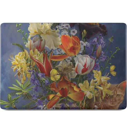 Tabby Cat with Flowers by Nene Thomas MacBook Skins