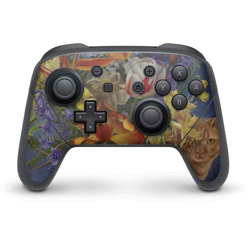 Tabby Cat with Flowers by Nene Thomas Nintendo Skins