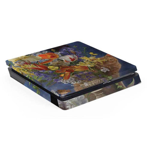 Tabby Cat with Flowers by Nene Thomas PlayStation PS4 Skins